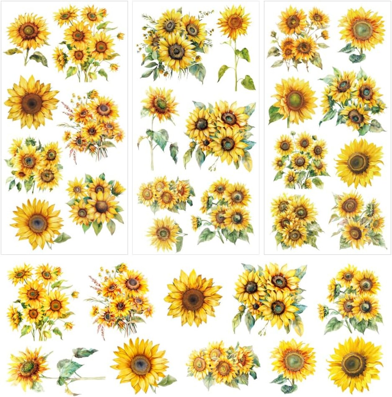 3 Sheets Sunflowers Rub on Transfers for Crafts and Furniture (Colorful) 0.1 x 2.36 x 0.1 inches